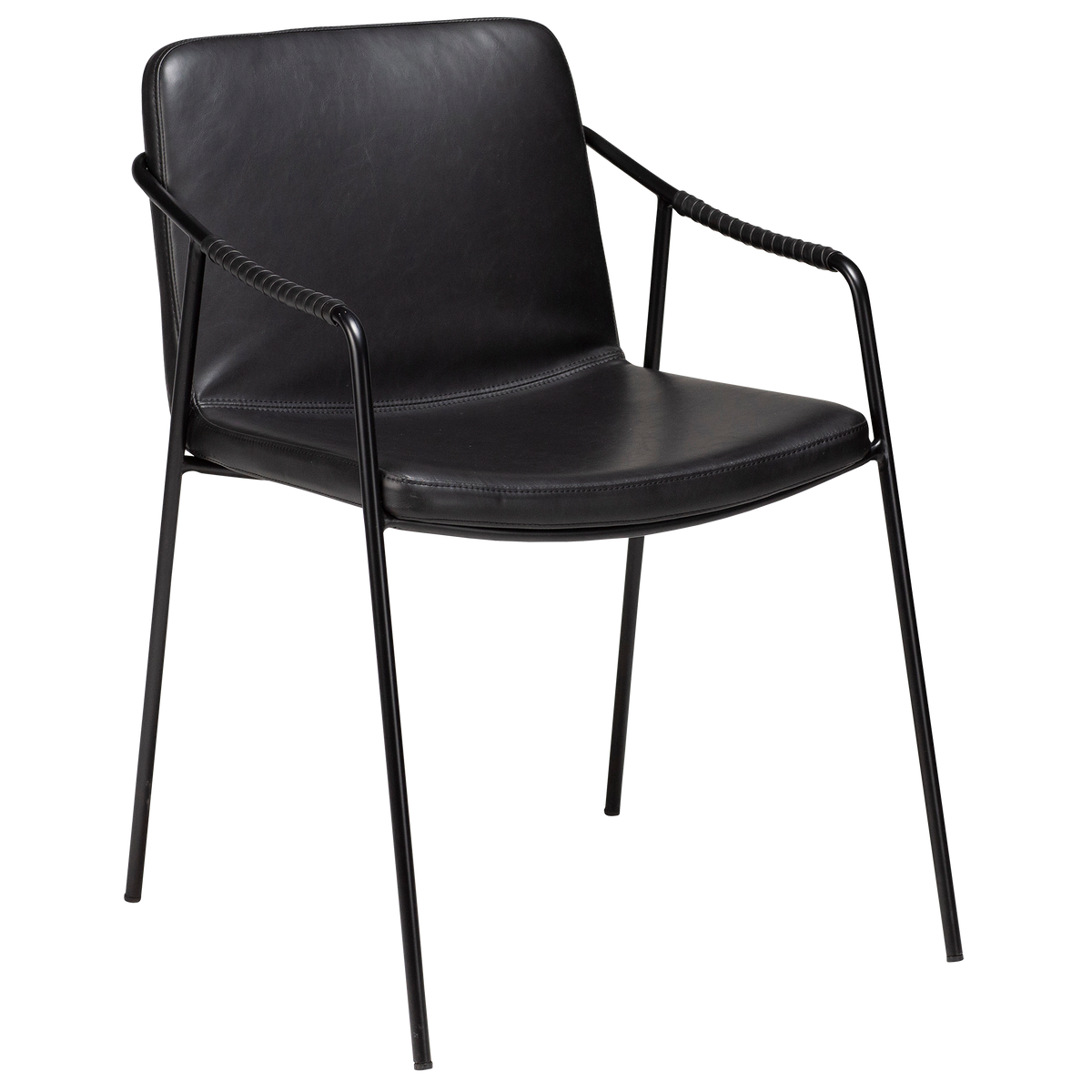 Armlehnstuhl Bunya Kunstleder Vintage Schwarz (2er-Set)