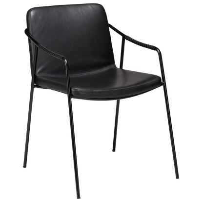 Armlehnstuhl Bunya Kunstleder Vintage Schwarz (2er-Set)