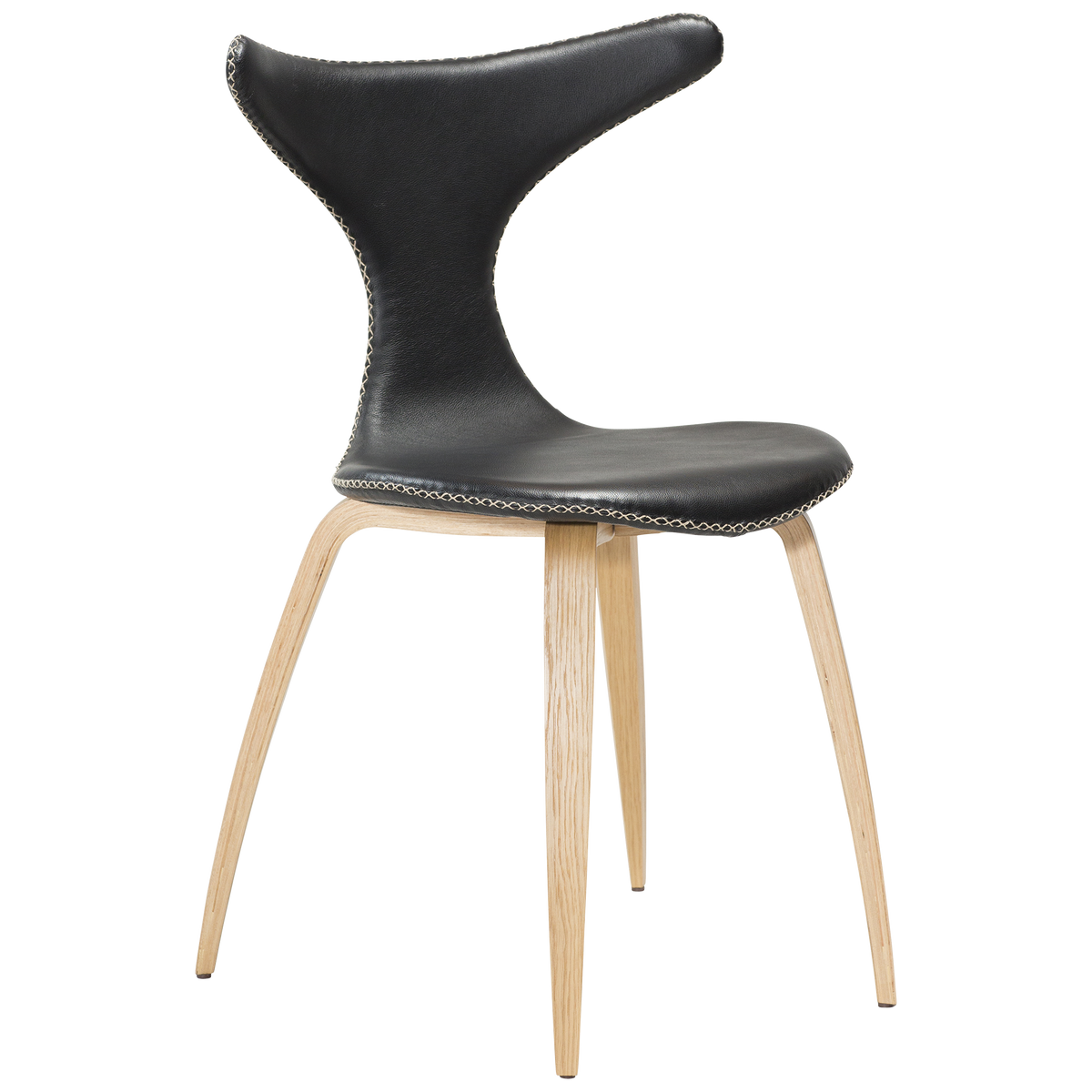 Stuhl Durio Leder Schwarz / Eiche (4er-Set)