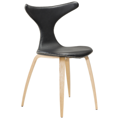 Stuhl Durio Leder Schwarz / Eiche (4er-Set)