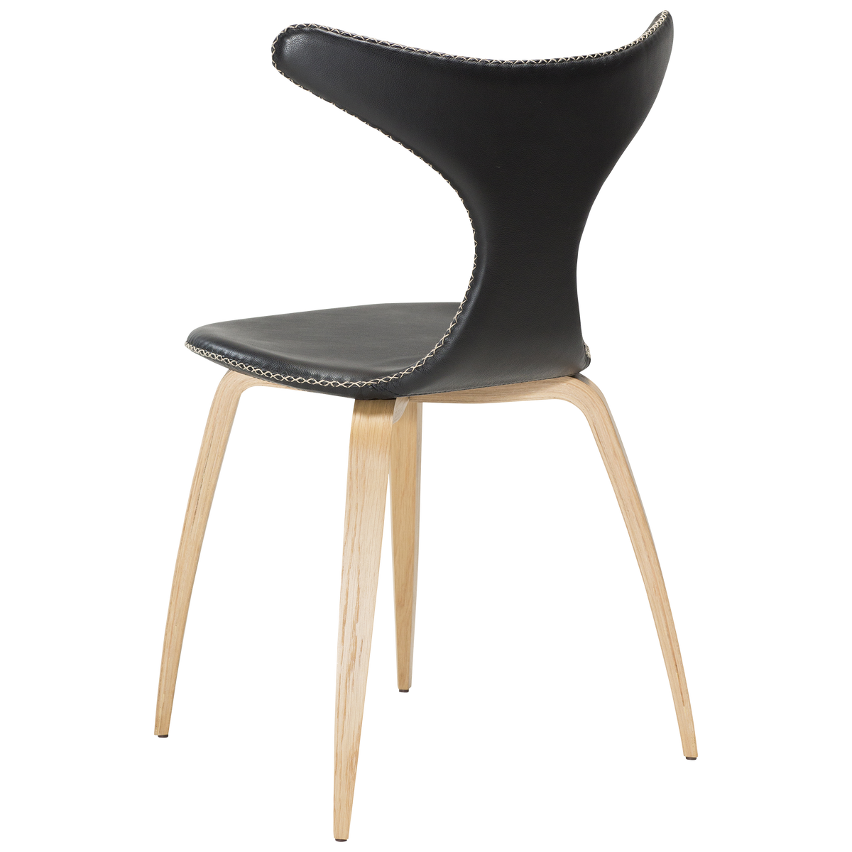 Stuhl Durio Leder Schwarz / Eiche (4er-Set)