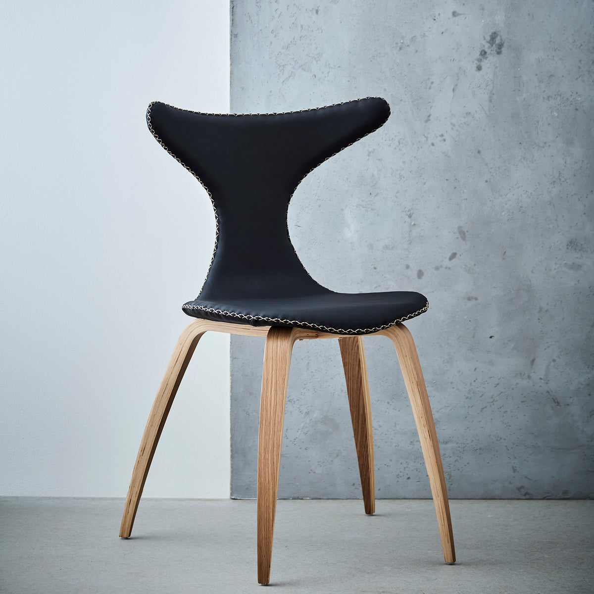 Stuhl Durio Leder Schwarz / Eiche (4er-Set)
