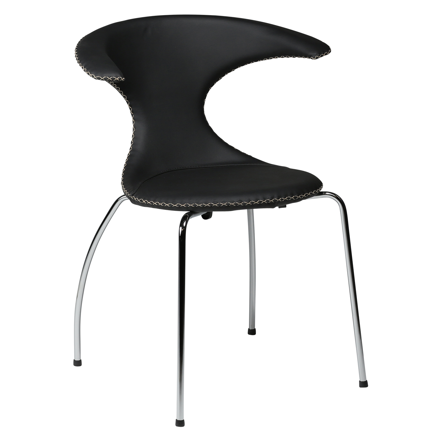 Stuhl Fagus Leder Schwarz / chrom (4er-Set)