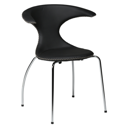 Stuhl Fagus Leder Schwarz / chrom (4er-Set)