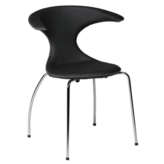 Stuhl Fagus Leder Schwarz / chrom (4er-Set)