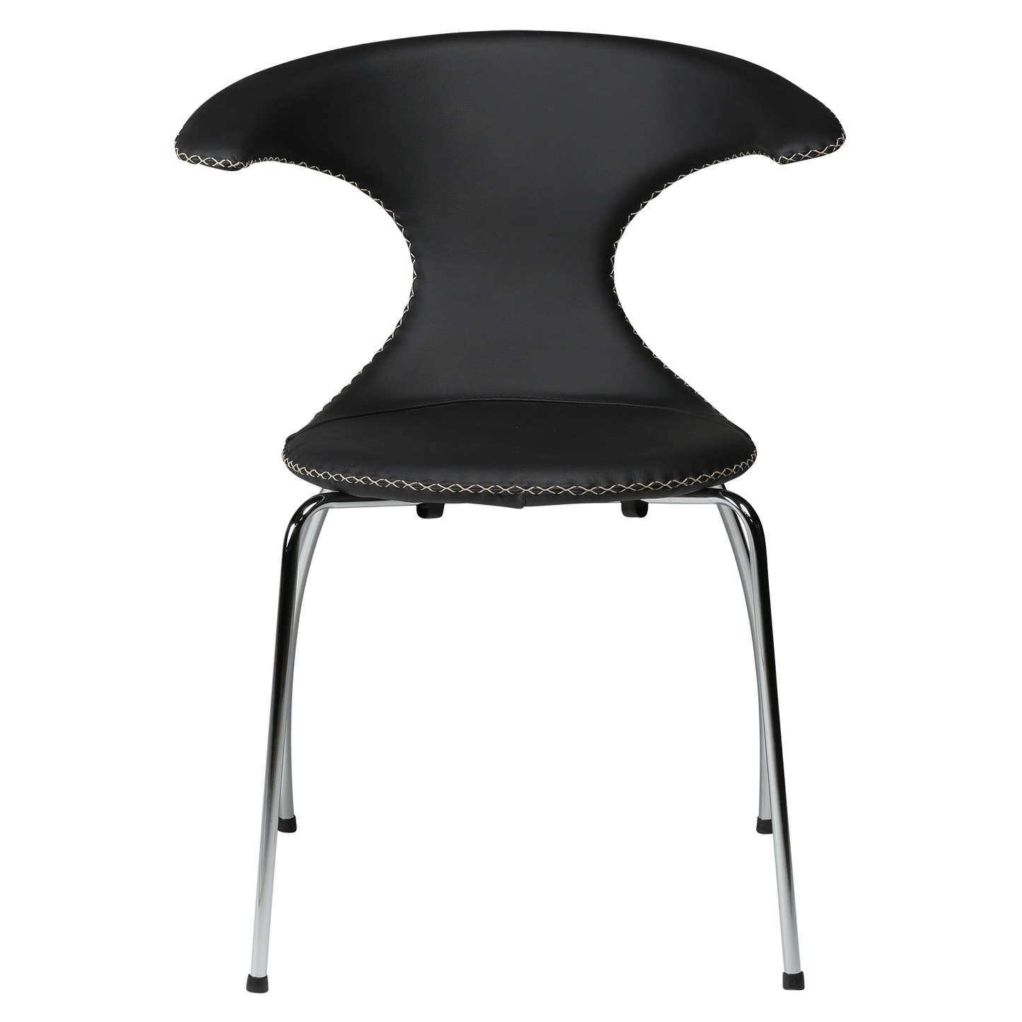Stuhl Fagus Leder Schwarz / chrom (4er-Set)