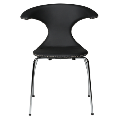 Stuhl Fagus Leder Schwarz / chrom (4er-Set)