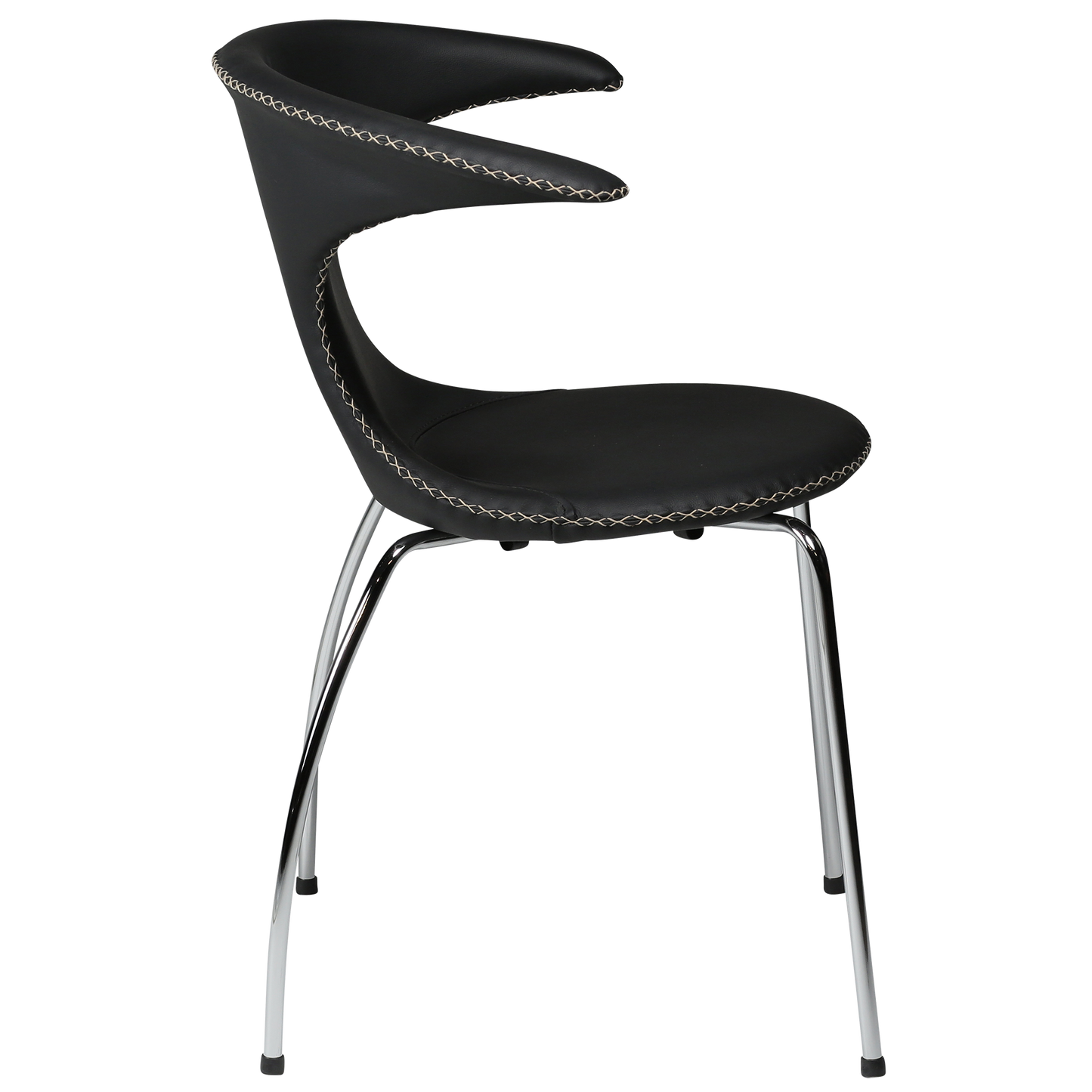 Stuhl Fagus Leder Schwarz / chrom (4er-Set)