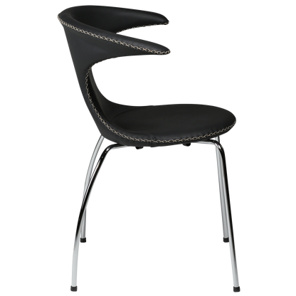 Stuhl Fagus Leder Schwarz / chrom (4er-Set)
