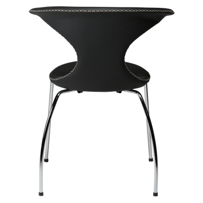 Stuhl Fagus Leder Schwarz / chrom (4er-Set)