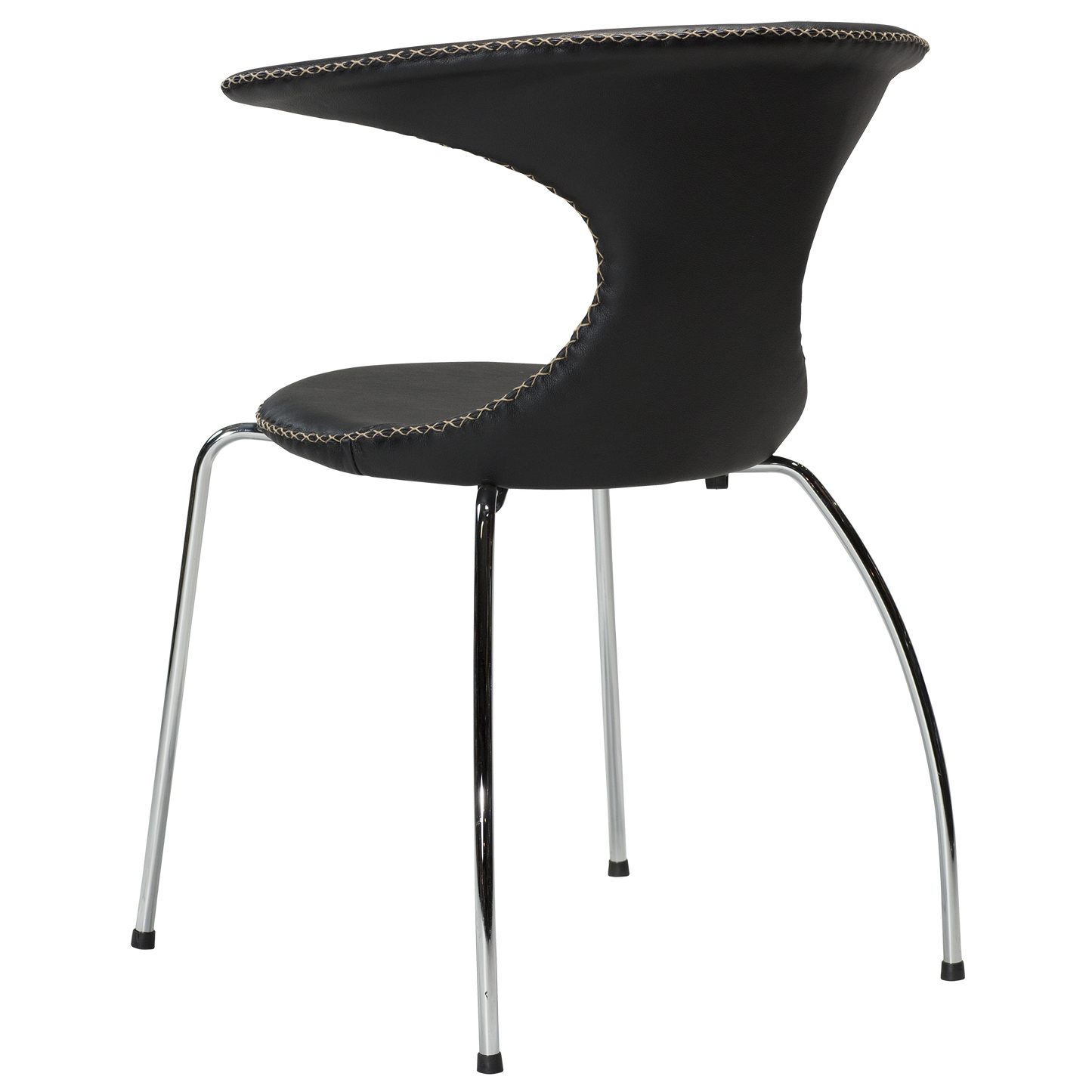 Stuhl Fagus Leder Schwarz / chrom (4er-Set)