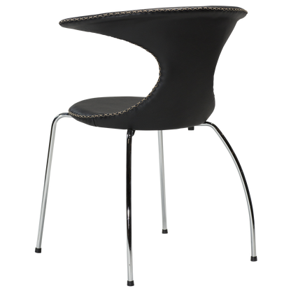 Stuhl Fagus Leder Schwarz / chrom (4er-Set)