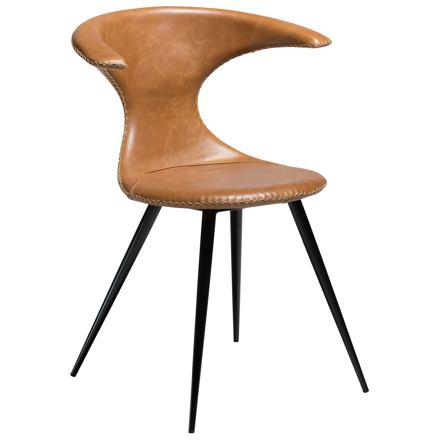 Stuhl Fagus Leder Hellbraun / schwarz rund (2er-Set)