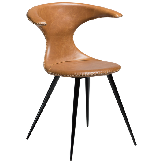 Stuhl Fagus Leder Hellbraun / schwarz rund (2er-Set)