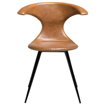 Stuhl Fagus Leder Hellbraun / schwarz rund (2er-Set)