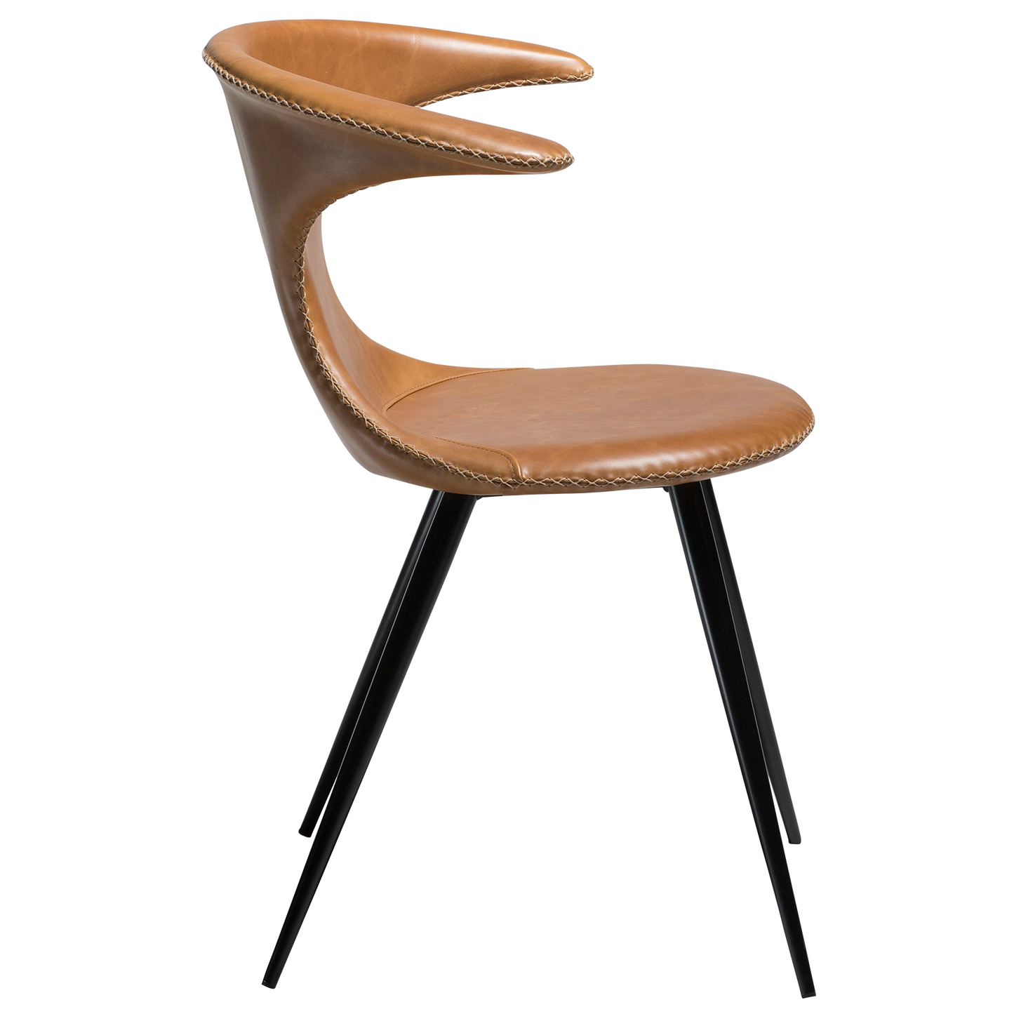 Stuhl Fagus Leder Hellbraun / schwarz rund (2er-Set)