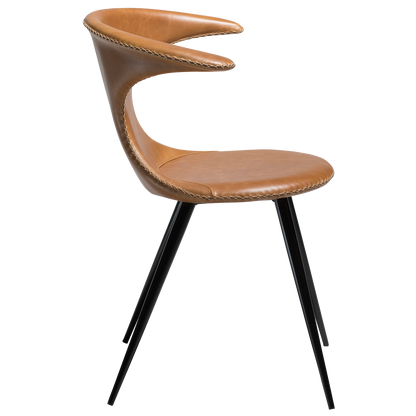 Stuhl Fagus Leder Hellbraun / schwarz rund (2er-Set)