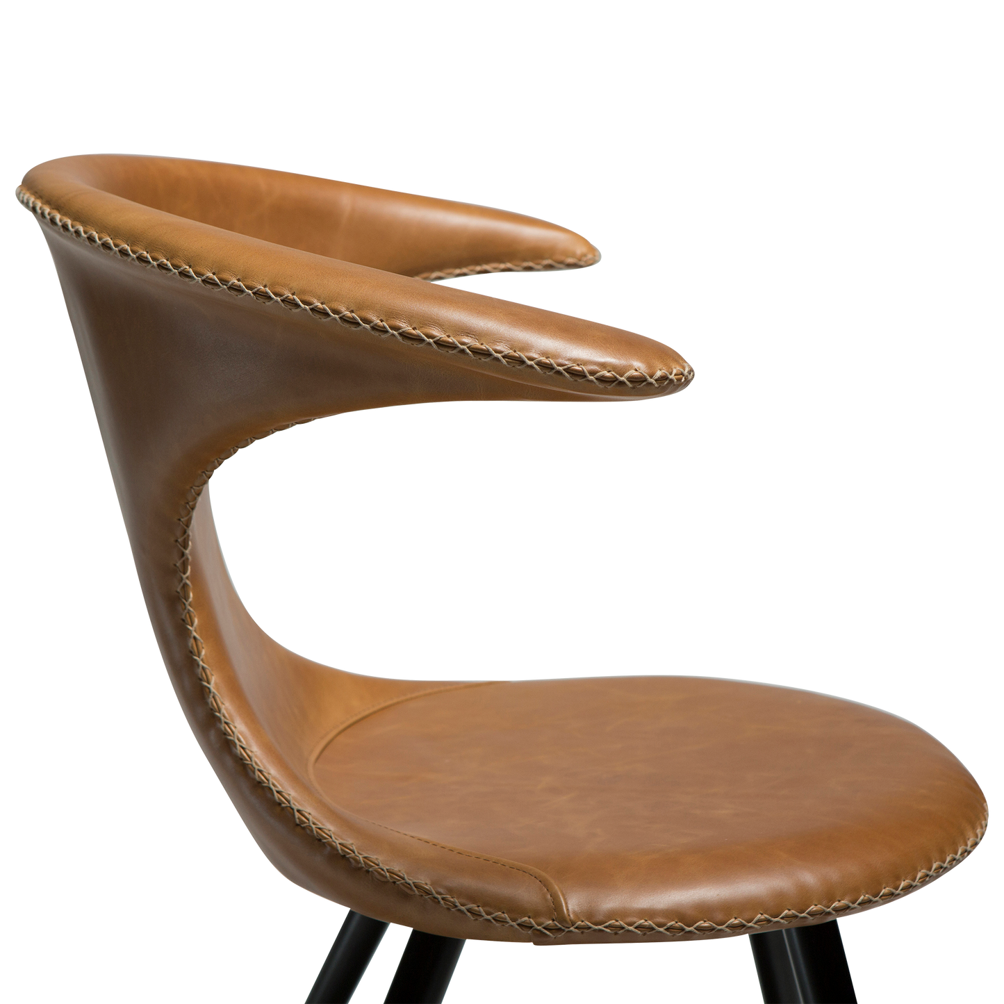 Stuhl Fagus Leder Hellbraun / schwarz rund (2er-Set)