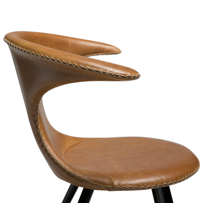 Stuhl Fagus Leder Hellbraun / schwarz rund (2er-Set)