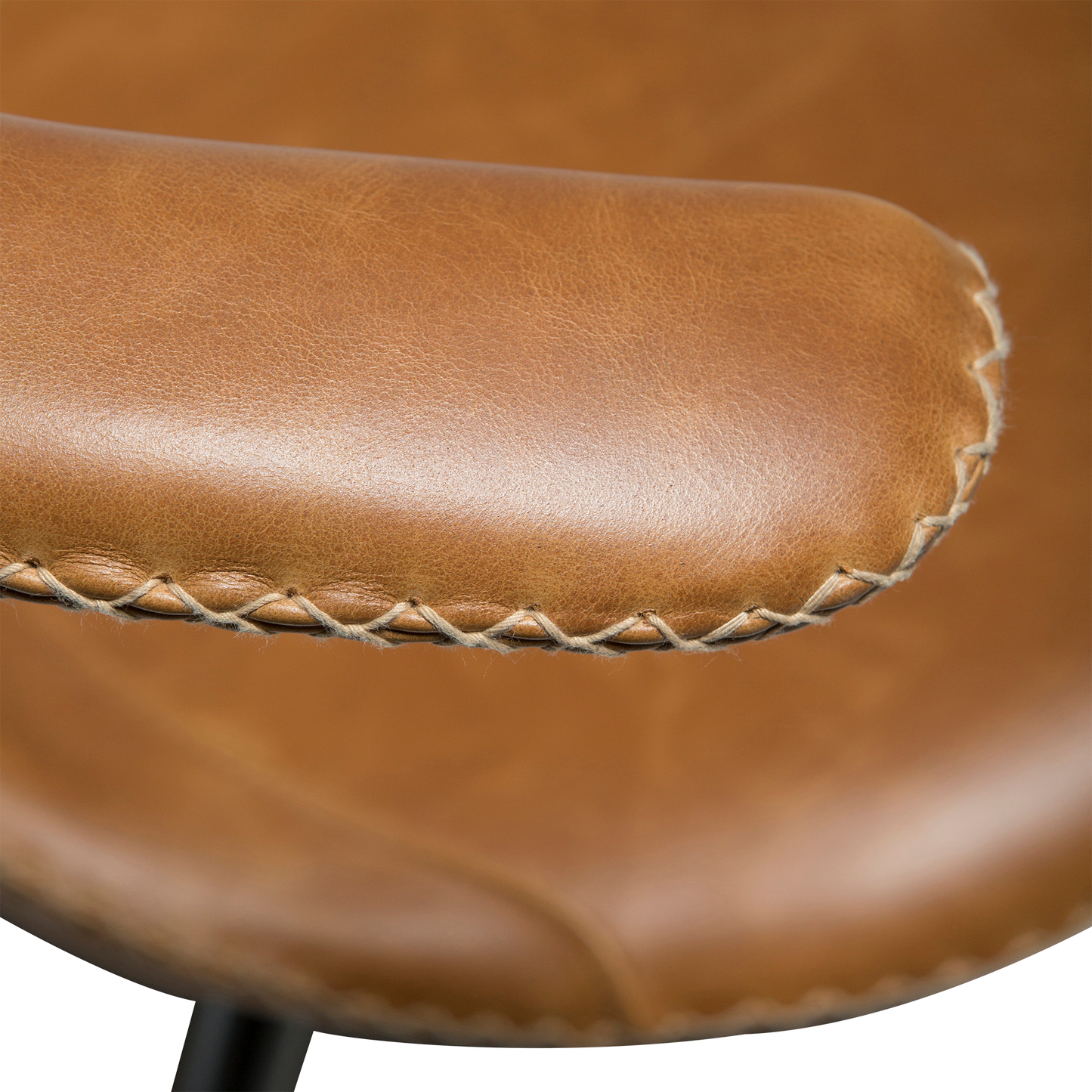 Stuhl Fagus Leder Hellbraun / schwarz rund (2er-Set)