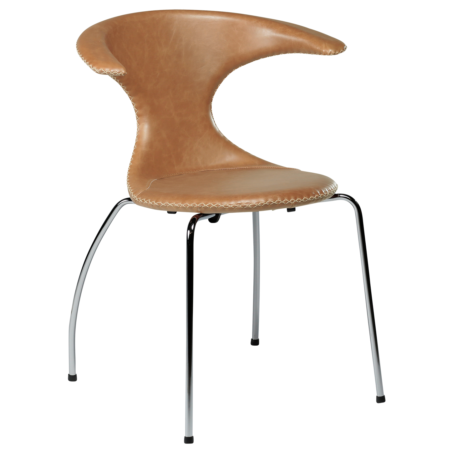 Stuhl Fagus Leder Hellbraun / chrom (4er-Set)