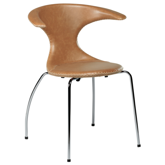 Stuhl Fagus Leder Hellbraun / chrom (4er-Set)