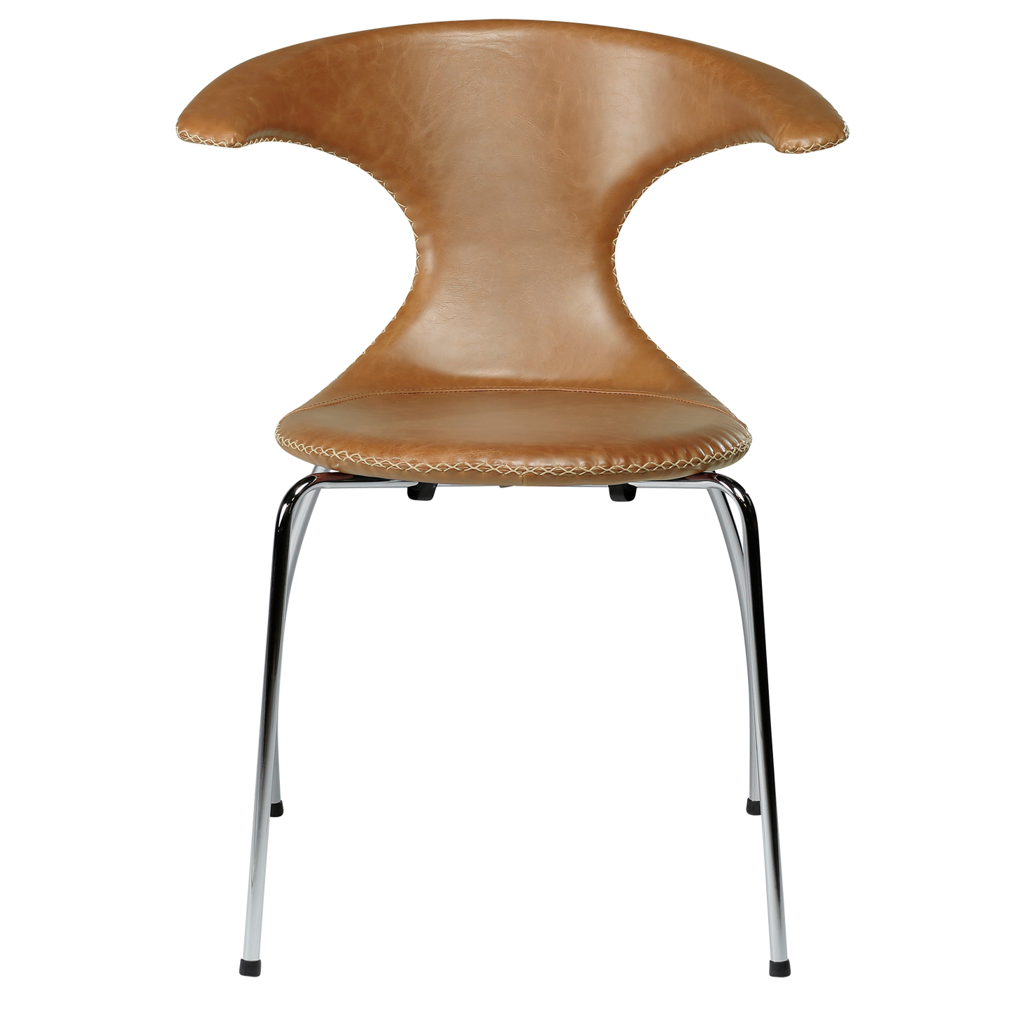 Stuhl Fagus Leder Hellbraun / chrom (4er-Set)