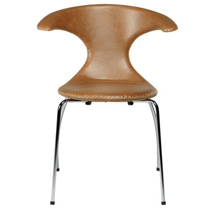 Stuhl Fagus Leder Hellbraun / chrom (4er-Set)