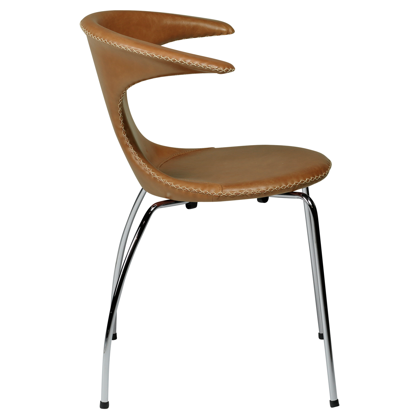 Stuhl Fagus Leder Hellbraun / chrom (4er-Set)