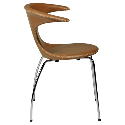 Stuhl Fagus Leder Hellbraun / chrom (4er-Set)