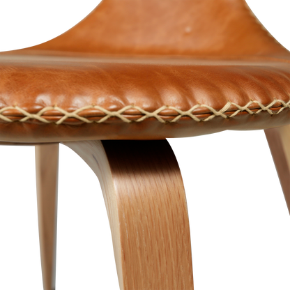 Stuhl Fagus Leder Hellbraun / eiche (4er-Set)