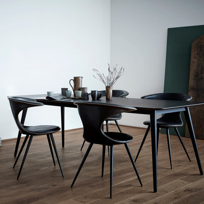 Stuhl Fagus Leder Schwarz / schwarz rund (2er-Set)