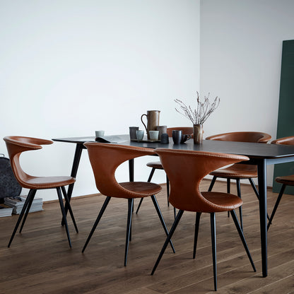Stuhl Fagus Leder Hellbraun / schwarz rund (2er-Set)