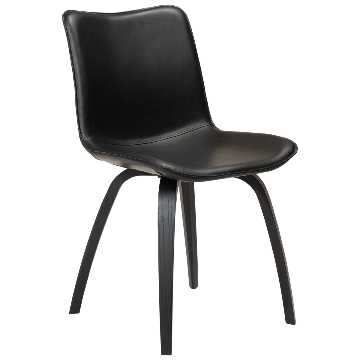 Stuhl Genip Kunstleder Vintage Schwarz / Esche schwarz (2er-Set)
