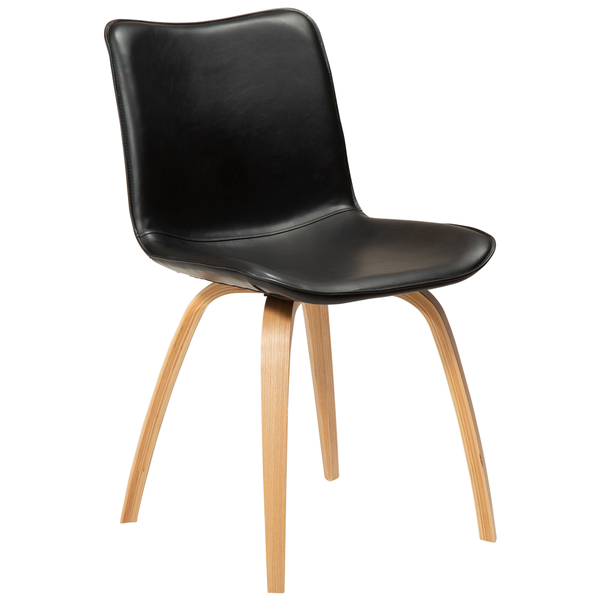 Stuhl Genip Kunstleder Vintage Schwarz / Eiche (2er-Set)