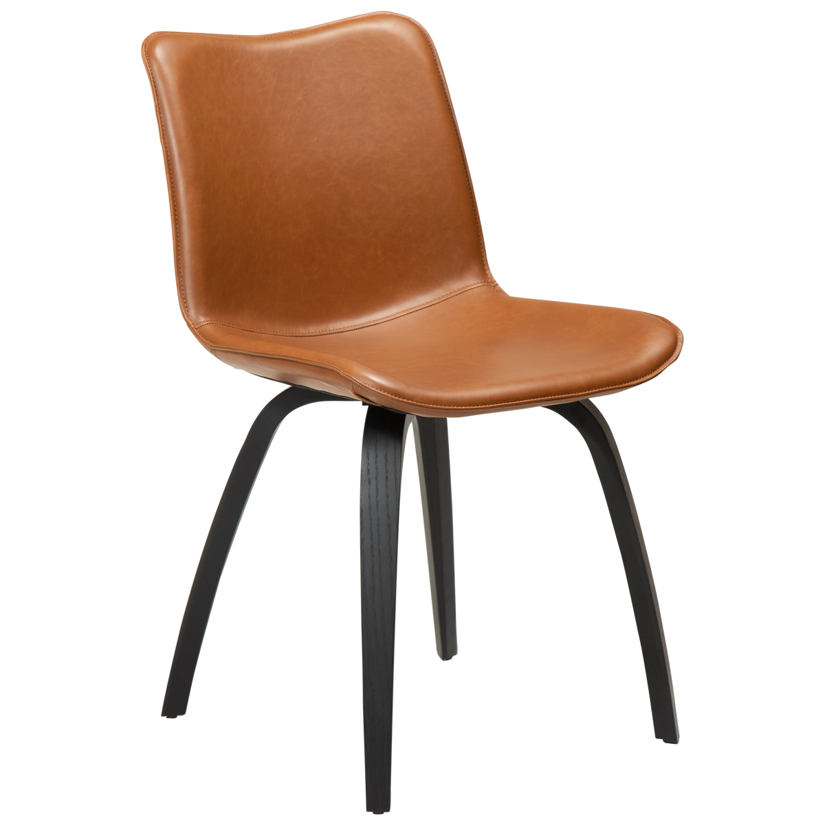 Stuhl Genip Kunstleder Mittelbraun / Esche schwarz (2er-Set)