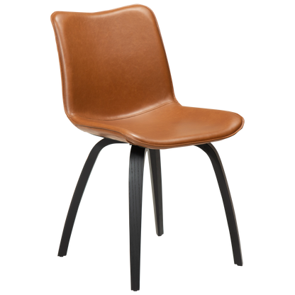 Stuhl Genip Kunstleder Mittelbraun / Esche schwarz (2er-Set)