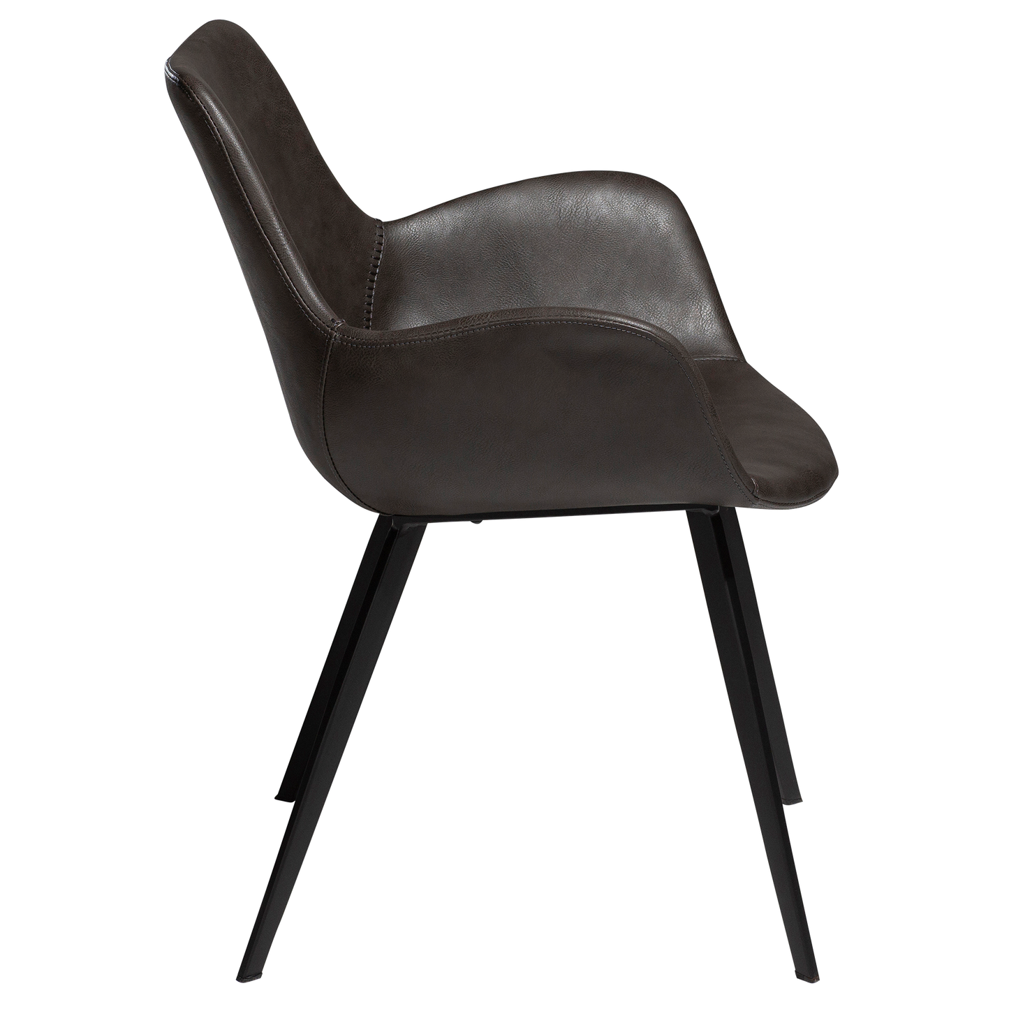 Armlehnstuhl Hura Kunstleder Graphitbraun (2er-Set)
