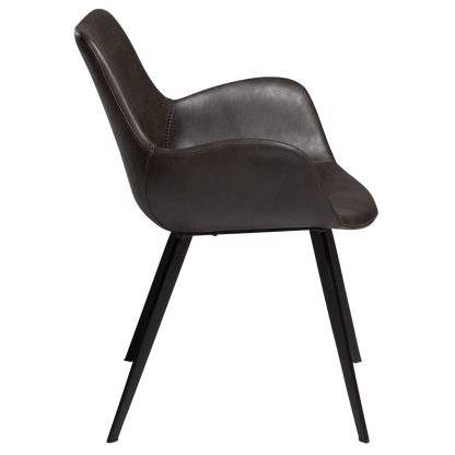 Armlehnstuhl Hura Kunstleder Graphitbraun (2er-Set)