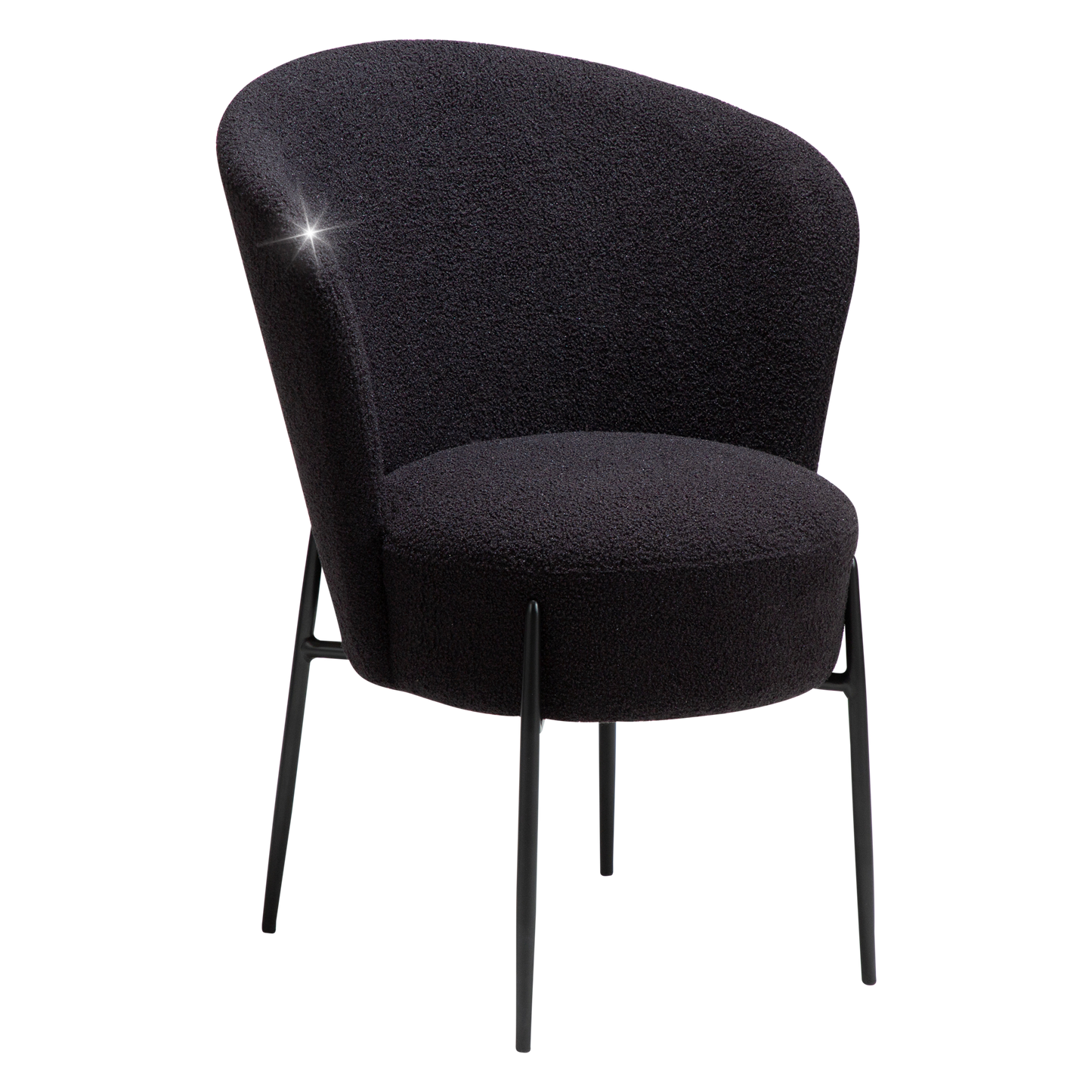 Esszimmerstuhl Bouclé Tiefschwarz