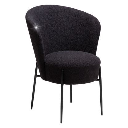 Esszimmerstuhl Bouclé Tiefschwarz