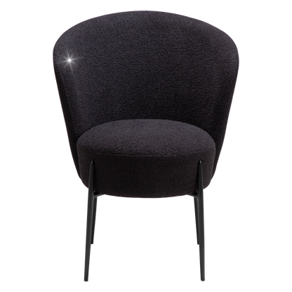 Esszimmerstuhl Bouclé Tiefschwarz