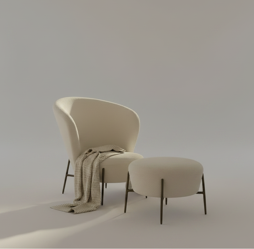 Eleganter Wohnsessel Bouclé Dove