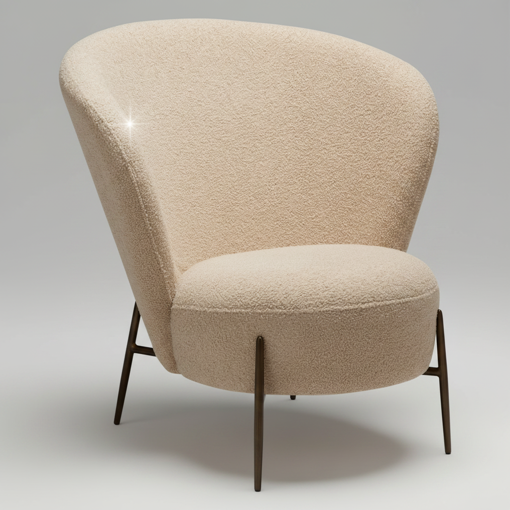 Eleganter Wohnsessel Bouclé Almond