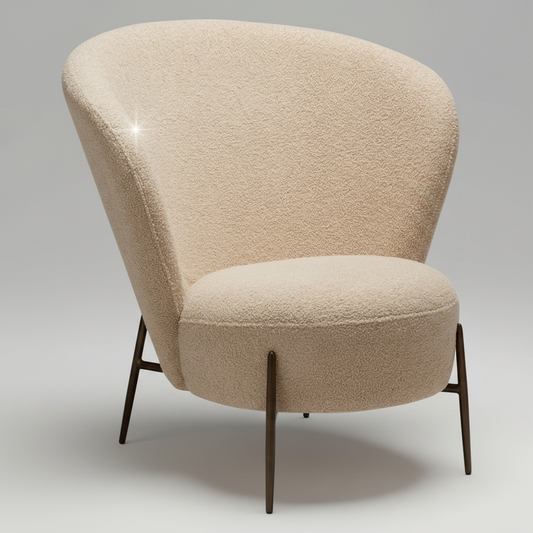 Eleganter Wohnsessel Bouclé Almond