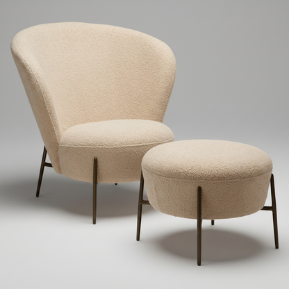 Eleganter Wohnsessel Bouclé Almond