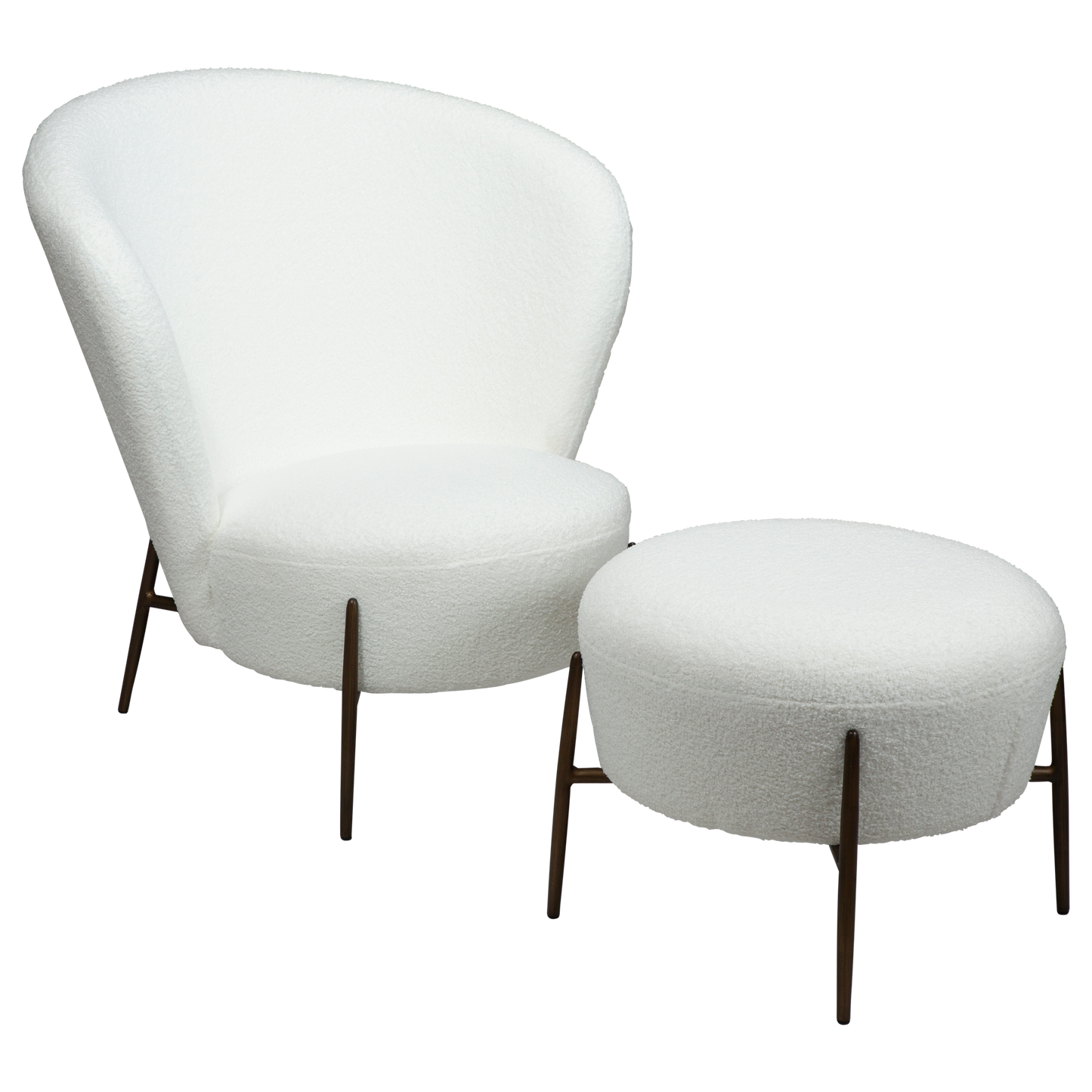 Eleganter Wohnsessel Bouclé Kühlweiß