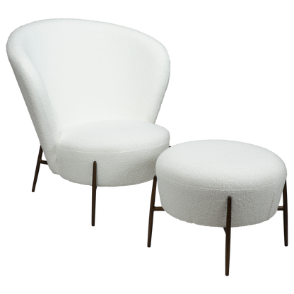 Eleganter Wohnsessel Bouclé Kühlweiß