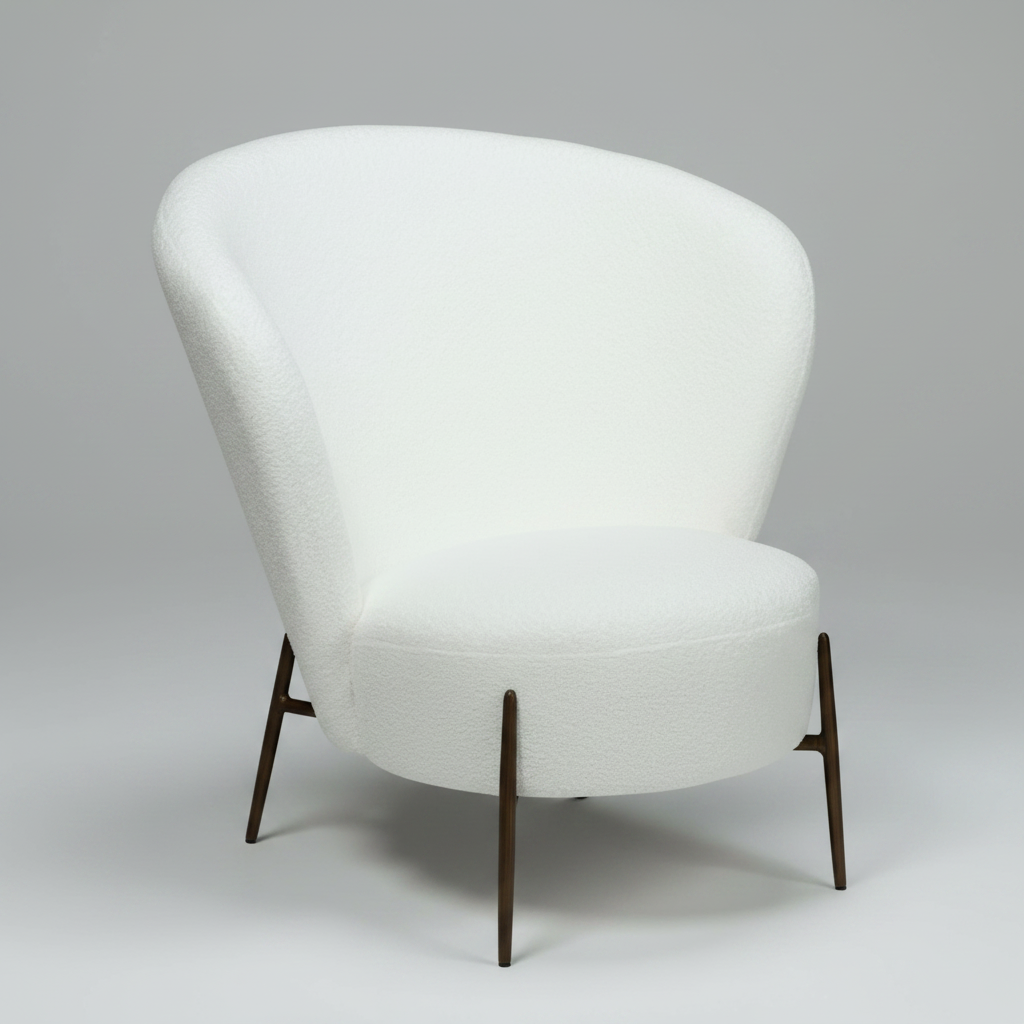 Eleganter Wohnsessel Bouclé Schneeweiß
