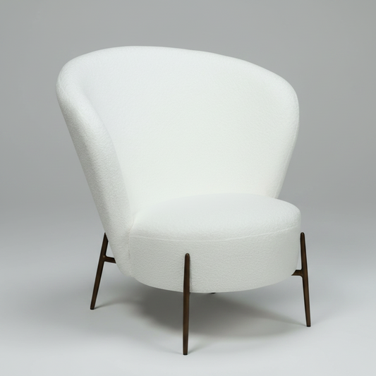 Eleganter Wohnsessel Bouclé Schneeweiß